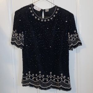 Laurence Kazar vintage beaded top size petite XL